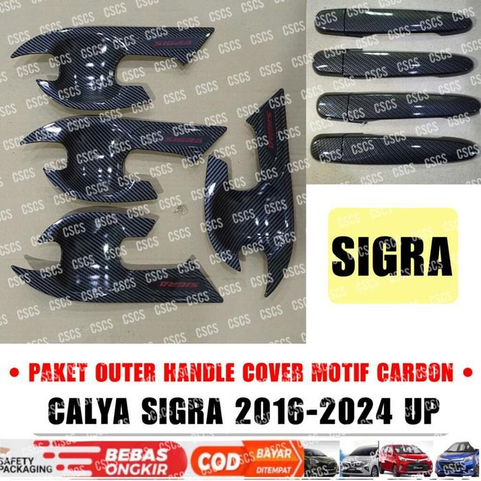 Paket Outer Handle Cover Sigra Calya 2016 2021 2023 2024 Carbon