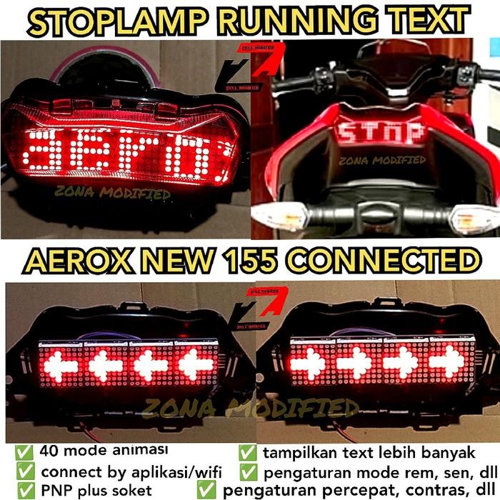 Stoplamp Running Text Animasi Aerox 155 New Connected 51 Mode Lampu Led Rem Belakang Modifikasi