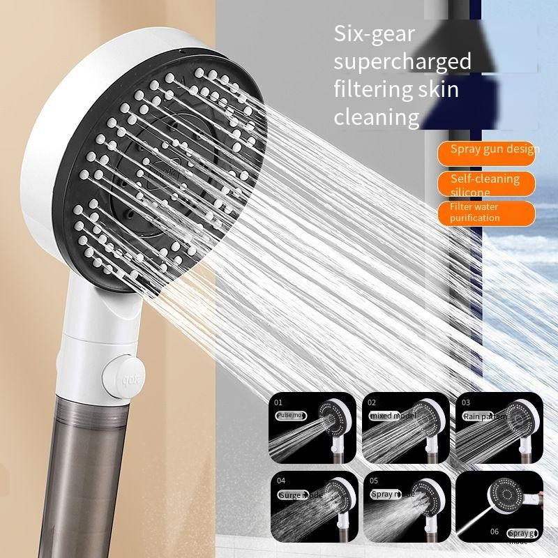 Perlengkapan WUTICU Kepala Shower Mandi High Pressure Adjustable 6 Mode with Filter - WT-6 Shower & 