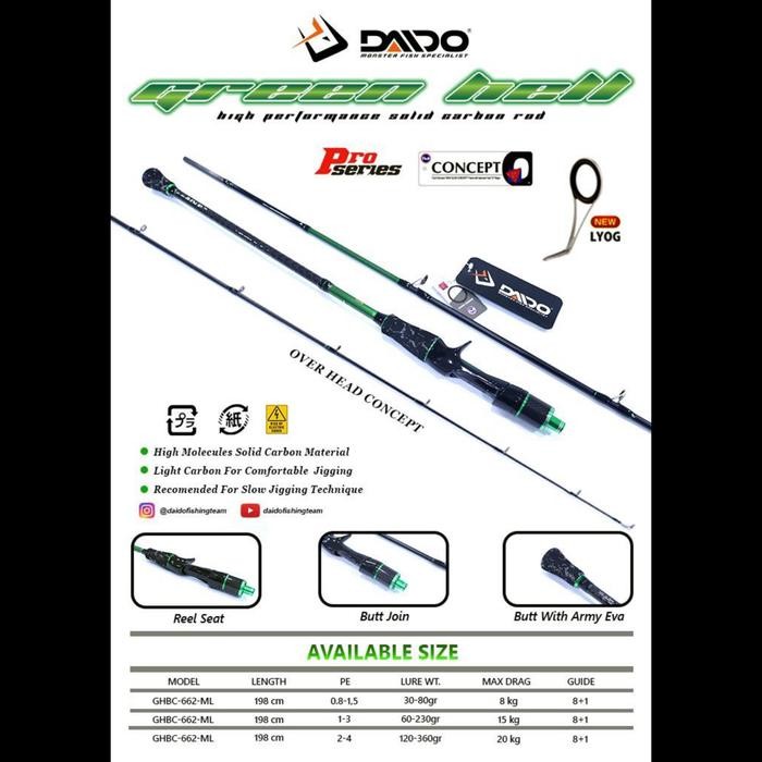 Joran Bc Daido Green Hell 198Cm Pe 0.8-1.5 Pe 1-3 Pe 2-4