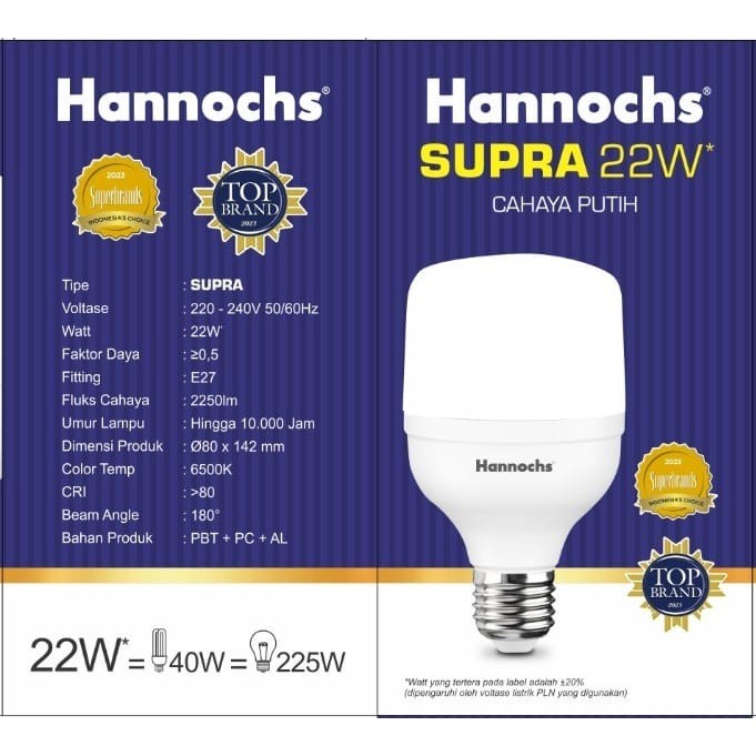 LAMPU LED CAPSULE HANNOCHS SUPRA 22W BOHLAM LED HANNOCHS SUPRA 22 WATT BOHLAM LED CAPSULE TABUNG
