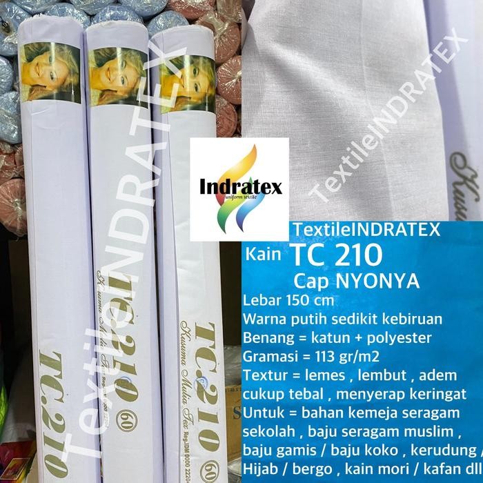 Terlaris ( Per 1 Roll ) Kain Katun Putih Polos Tc 210 Nyonya Gulung Lebar 150 Cm Isi 54 Meter Bahan