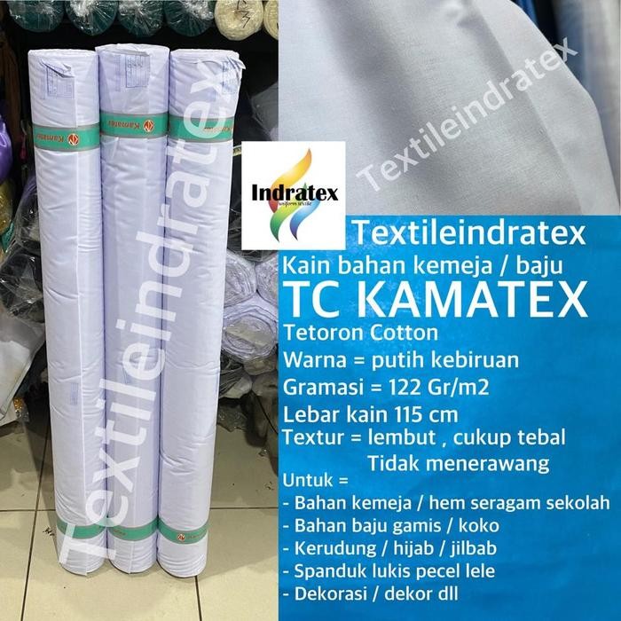 Terlaris ( Per 1 Roll ) Kain Katun Jepang Tc Kamatex Warna Putih Lebar 115 Cm Bahan Baju Kemeja