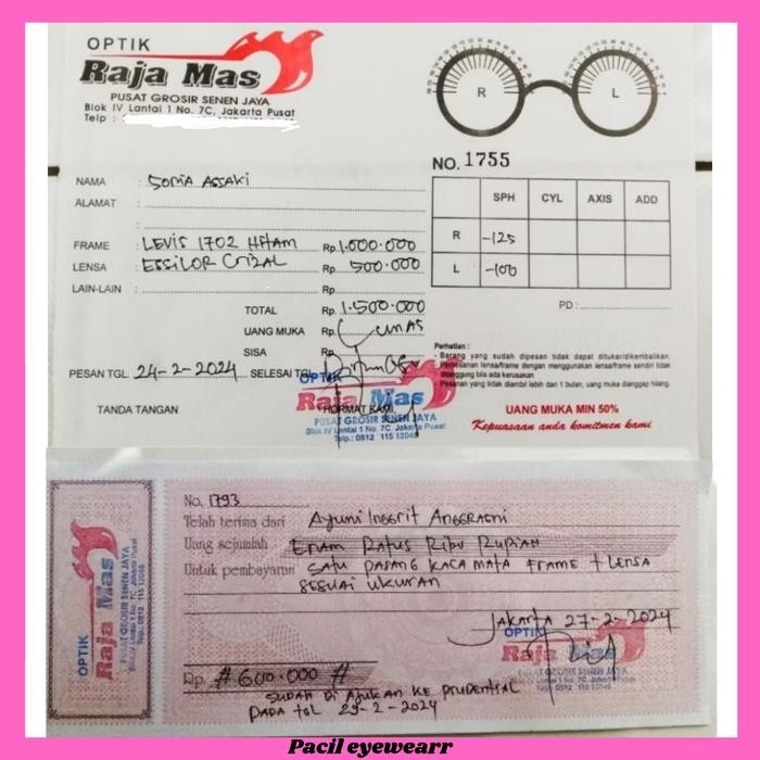 

Resep + Kwintasi Kacamata + Stempel Optik.