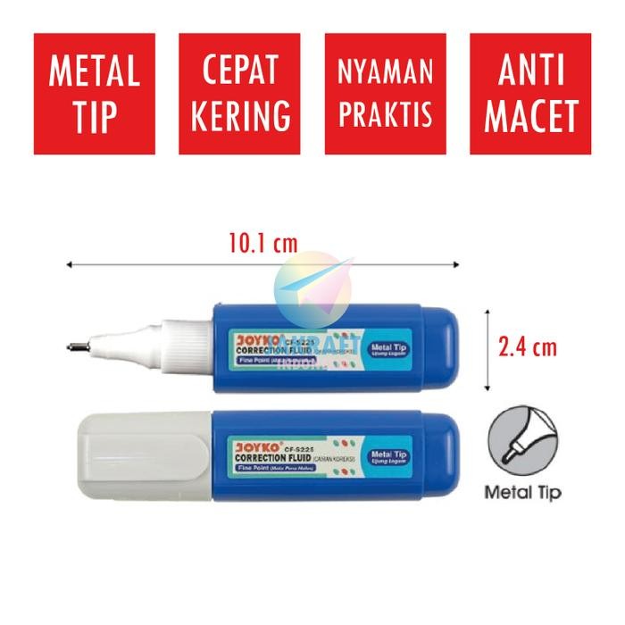 

1 Pcs TipeX Tipex TipEx Cair Putih CFS225 White Correction Fluid Ujung Tip Besi Anti Mt Quick Dry