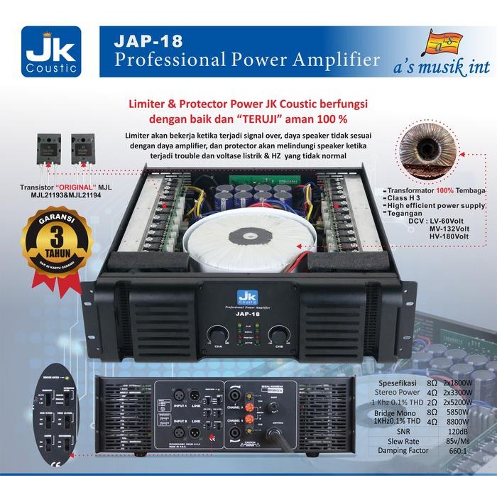 Power Jap 18 Jk Coustic Power Amplifier