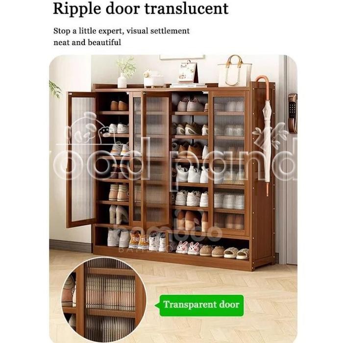 Lemari sepatu lemari sepatu kayu minimalis Rak sepatu aluminium kaca minimalis Lemari Sepatu 7 susun