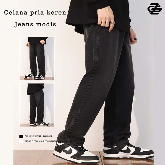2023 Pria Baru Celana Hitam Pria Korea Celana Jeans Priacelana Straight Pria Korea Celana Loose Pria