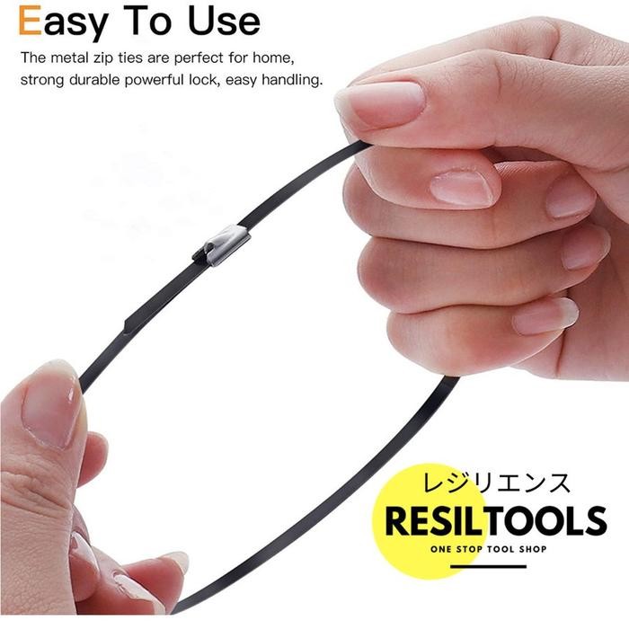 

Kabel Tis Stainless Hitam Cable Ties Stenlis 4.6 X 500 Mm Per10 Buah