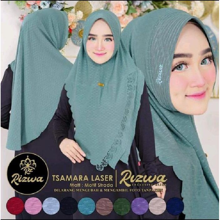 Jilbab Instan Laser Cuting Tsamara Bahan Jersey Strada By Rizwa