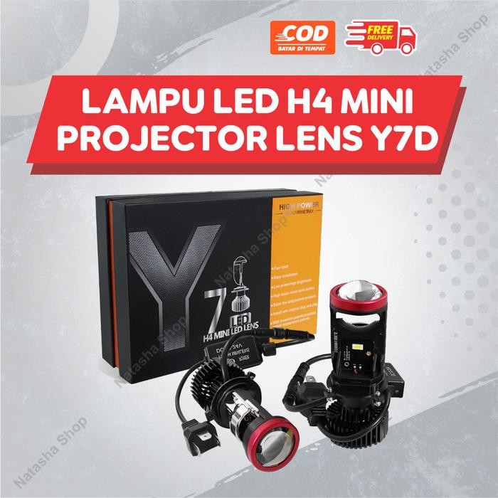 Lampu LED Mobil H4 Super Terang 12-24 Volt Lampu Depan Mobil H4 Mini Projector Lens Y7D