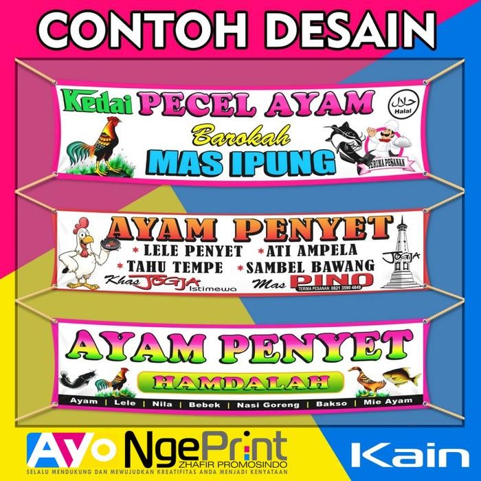 Cetak Spanduk Kain Pecel Lele Sari Laut - BAHAN KAIN TC LOKAL New