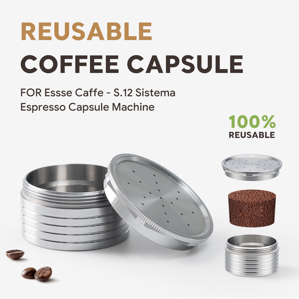 DOSD Reusable Coffee Capsule For Essse Caffe S.12 Sistema Espresso Coffee Maker Stainless Steel Refi