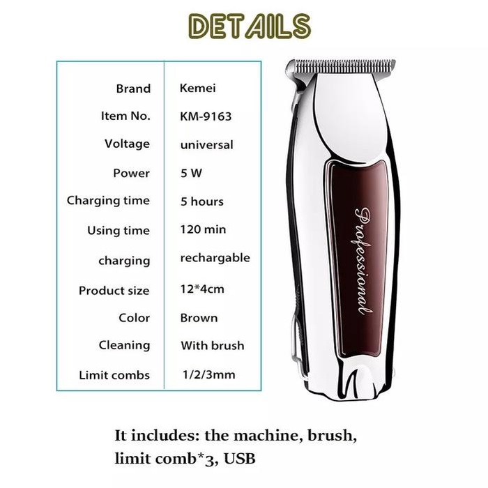 TERMURAH - KEMEI 9163 Alat Cukur Rambut Kemei KM-9163 Hair Clipper Detailer Trimmer KM 9163 Wireless