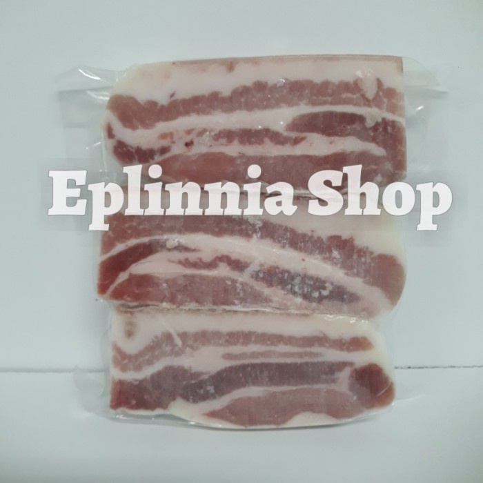 

PORK DUROC BELLY SKIN ON 500 GR - DAGING BABI PERUT SAMCAN IMPORT KODE 1352