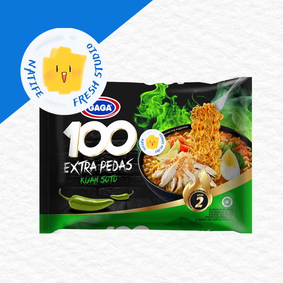 

GAGA Mie KUAH SOTO - Level 2 EXTRA PEDAS | GAGA 100 Mi Noodle soup Super Spicy 75g