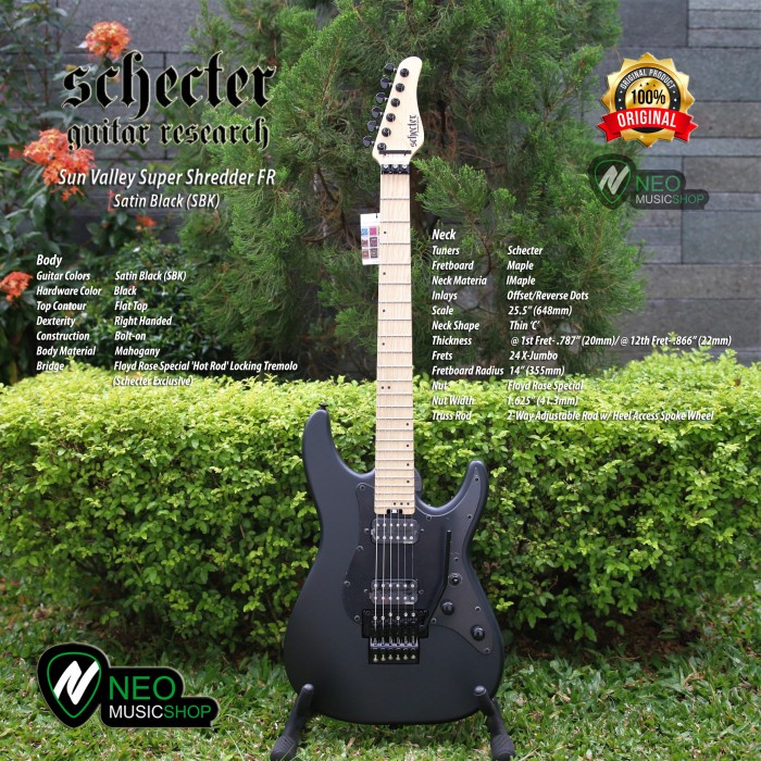 Schecter Sun Valley SS FR SBK Floyd Rose Tremolo Electric Guitar