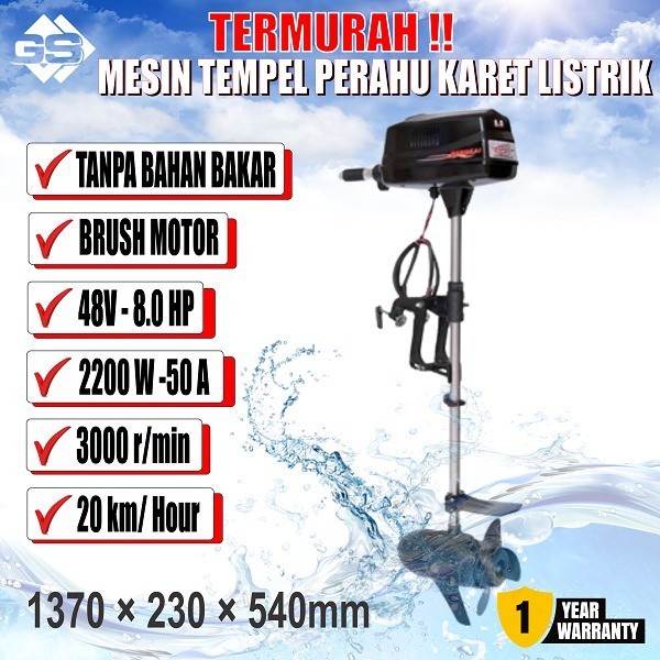 TERLARIS Mesin Tempel Elektrik / Electric Outboard Motor / Mesin Tempel Perahu