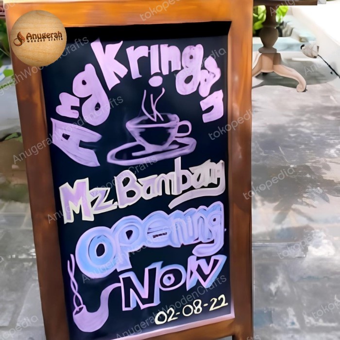 

READY ANUGERAH BLACKBOARD PAPAN TULIS KAPUR STANDING 2 MUKA SIDE CHALKBOARD MENU CAFE KOPI RUSTIC