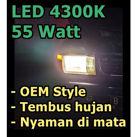 Lampu Led H4 / H11 / H16 4300K Kuning Warm White 55Watt All Season