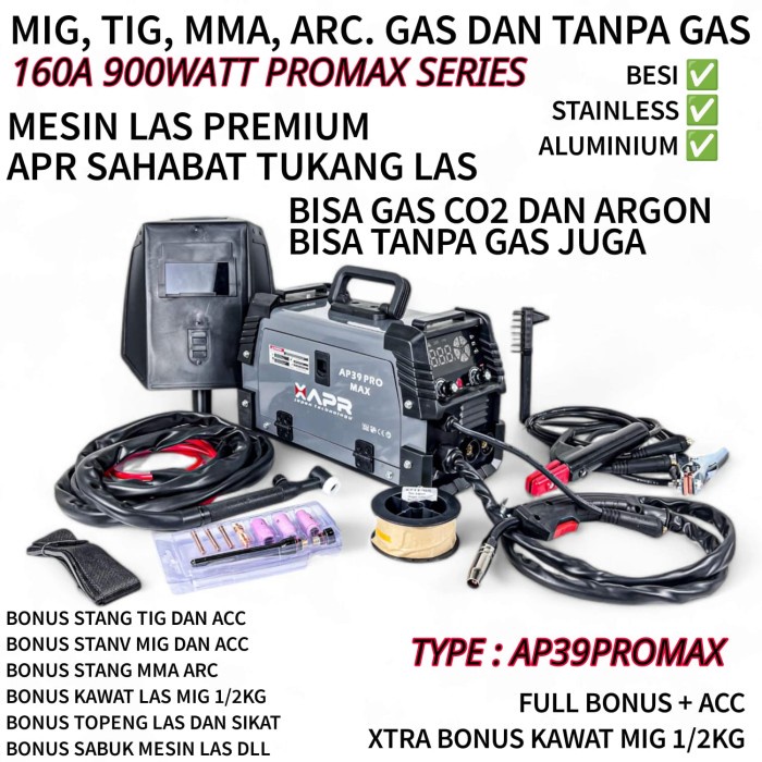 mesin las APR AP39 PRO M T MMA ARC 130A 900WATT garansi 5thn full bonusweldingmachine