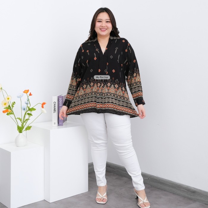 BEST SELLER Blouse Batik Jumbo Wanita 3872, Ld 125, 135, 145 cm / Blouse Kebaya Batik Modern