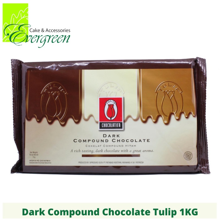 

DARK CHOCOLATE COMPOUND 1KG COKLAT DARK TULIP KODE 852