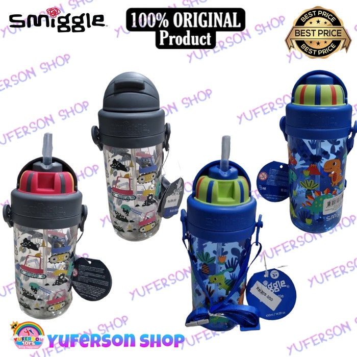 Smiggle Bottle Strap Teeny UpnDown 400 ml IGL444188 - Dino Blue