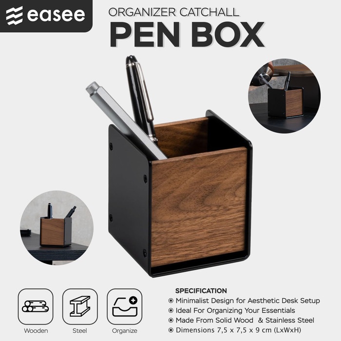 

Wooden Desk Tray Pen Box Holder Premium Wood - Kotak Alat Tulis Pulpen