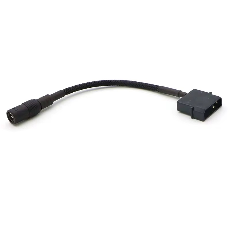 TRAC 10pcs/Lot Free Shipping 15cm Black Sleeved IDE Molex Male to DC 5.5*2.1mm Female Adapter Cable 