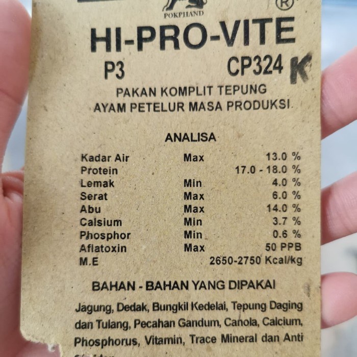 324 Hi-Pro-Vite Pakan Komplit Tepung Ayam Petelur Phokpand
