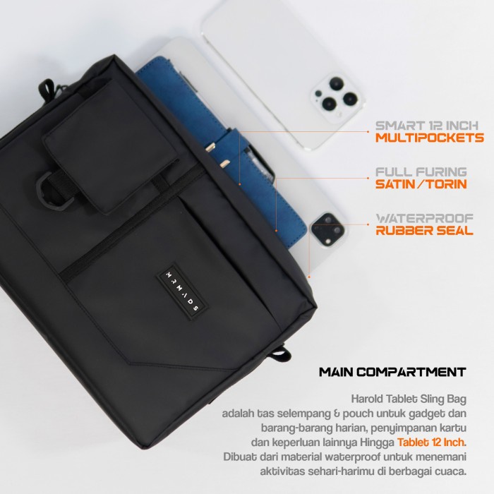 Mr Mads - Harold Tas Tablet 12 Inch - Tas Selempang Sling Bag Anti Air