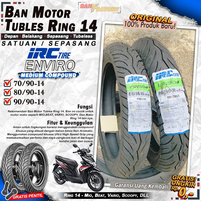 Ban Tubles Motor Matic Beat Vario Scoopy Ban Irc Enviro Ring 14 Tubles