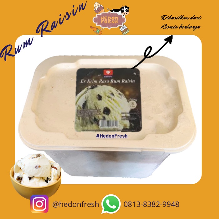 ES KRIM / ICE CREAM DIAMOND RUM RAISIN 8 LITER KODE 412