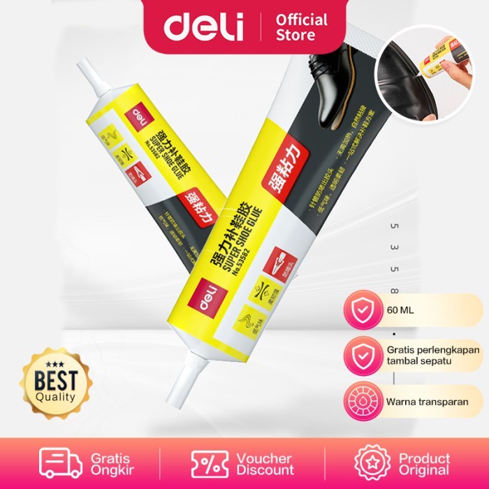 

Deli Super Glue / Lem Sepatu Serba Guna 60ml Gratis Perlengkapan 53582
