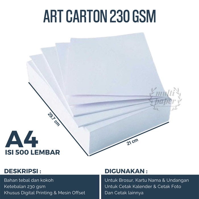 

Art Carton 230 gsm A4 isi harga 500 lembar / Art Carton A4 230 gsm