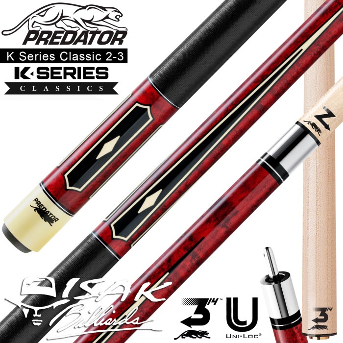 Predator K Series Classics 2-3 Cue Uniloc Low Def Pool Stick Billiard
