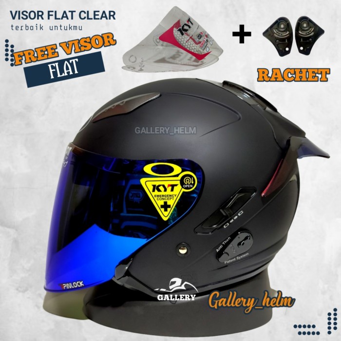 Helm Kyt Galaxy Hitam Doff Paket Ganteng Kyt Double Visor