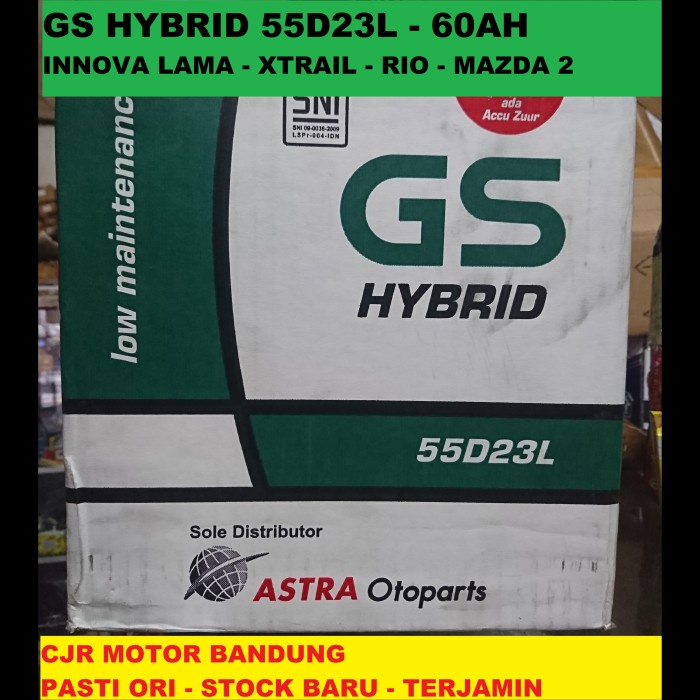 Gs Hybrid 55D23L Aki Basah Mobil Innova Fortuner Xtrail Outlander Juke