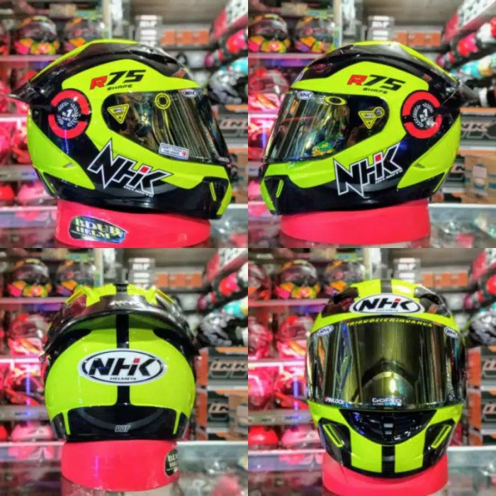Nhk Helm Gp1000 Motif R75 Black Yellpw Fluo Paket Ganteng