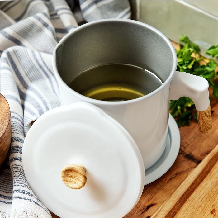 Oil Pot Putih / Oil Pot Wadah Penyaring Minyak / Tempat Minyak Bekas