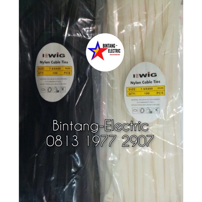 

Kabel Ties / Kabel Tis Uk. 40cm Tebal 7.6mm Warna Hitam / Putih EWIG Kode 1421