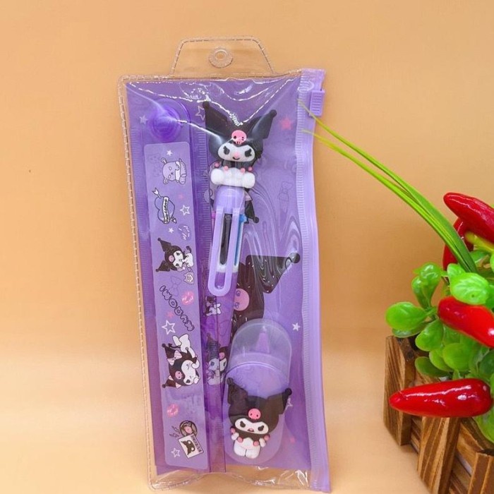 

HEMAT (Ready) Set 3 in 1 Alat Tulis Sekolah Pulpen Warna + Correction Tape + Penggaris Lucu Motif