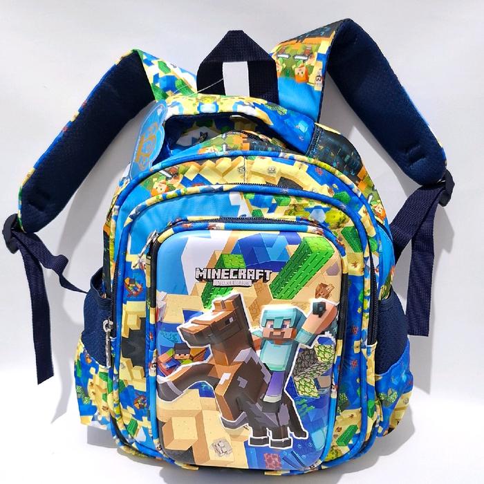 

TERUJI Tas Sekolah Anak Laki Laki Paud TK 12 Inch Karakter Minecraft HSD 2in1 Tempat Pensil Motif
