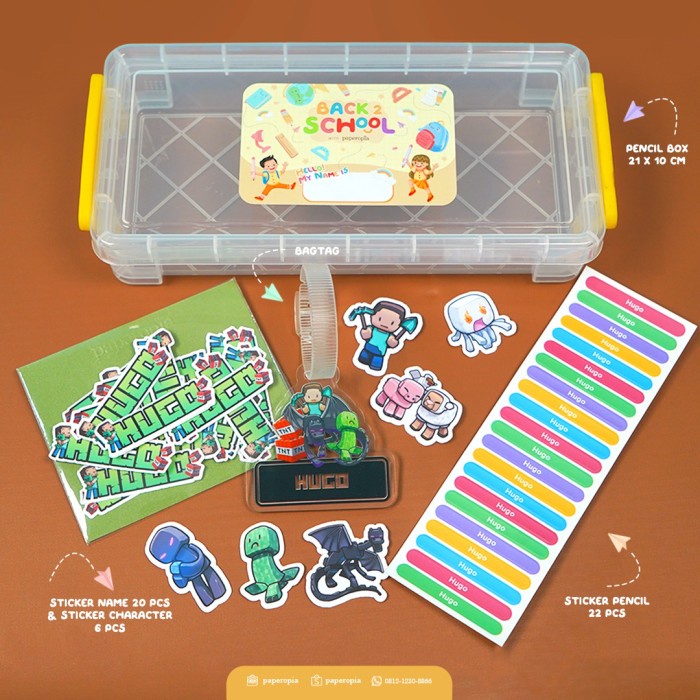 

TERUJI UPGRADE BOX Back To School paket stiker nama sticker pensil bag tag gantungan tas sanrio