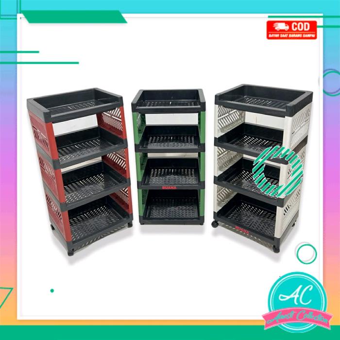 TERUJI Rak apartemen 4 susun serbaguna tempat aksesoris buku sepatu atk mainan alat sekolah yoyo