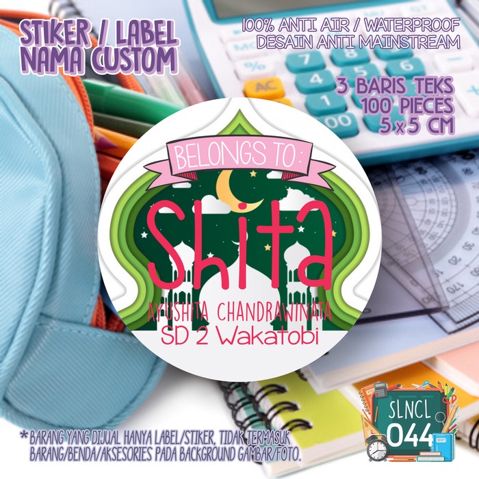 

NEW stiker label nama anak jilbab pensil buku tas sepatu sekolah SLNCL-044