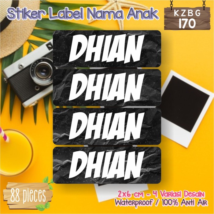 

STOK TERBATAS stiker label nama anak waterproof pensil sepatu sekolah botol KZBG-170