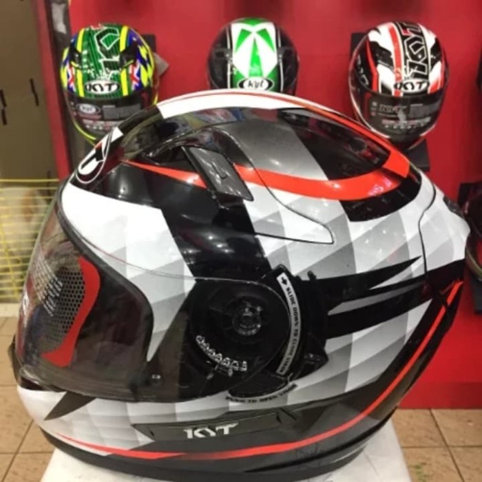 Helm Kyt K2Rider Motif Diamond Black White Full K2 Rider