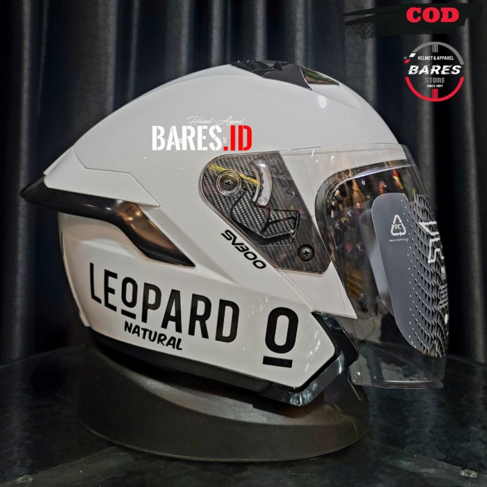 Helm Rsv Sv300 White Paket Ganteng Spoiler Black Sticker Leopard